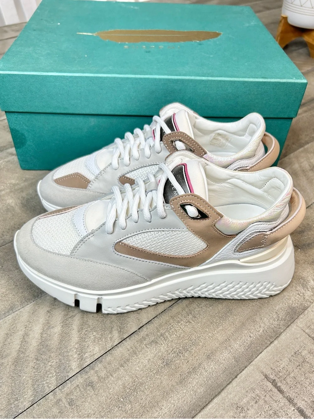 Buscemi Veloce Women’s Sneakers Size 37 White Beige Luxury Designer Shoes‎